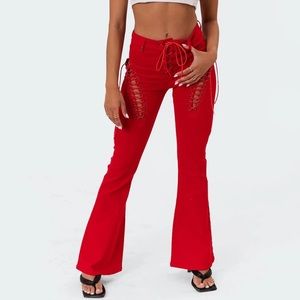 Edikted Engine Red Flare Jeans ❤️